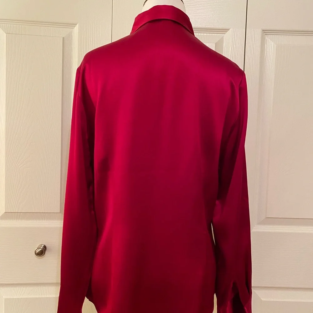 Eddie Bauer red silk blouse size M - Picture 3 of 6